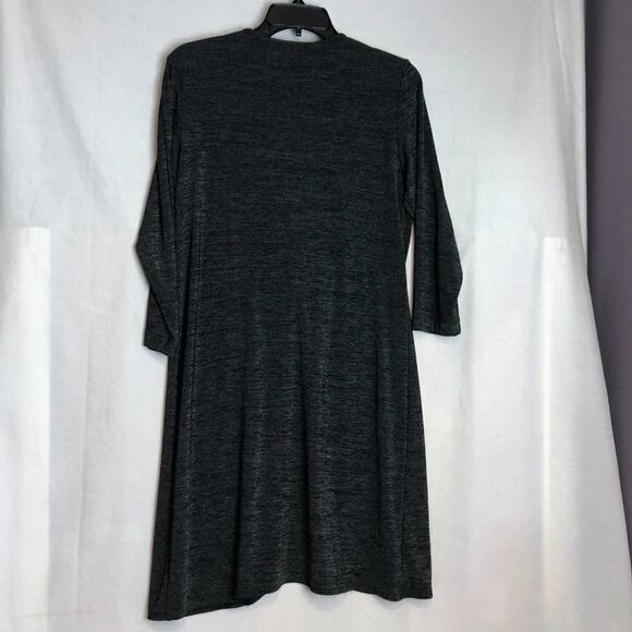 Chicos Gray Long Cardigan Duster Tag Size 1 Open Front with tie.              KS - Picture 4 of 8